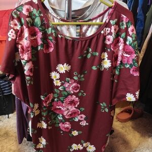 Floral Burgundy Women's Top